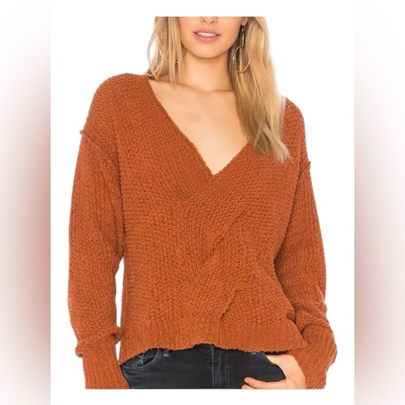 Free People Coco V-Neck Sweater in Terracotta‎ Small - Picture 6 of 11